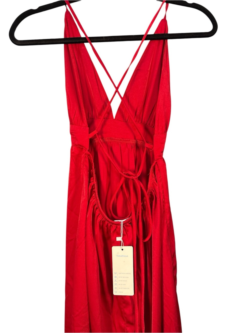 NWT Timathous Boutique Red Maxi Dress Crisscross Back Size Small - Picture 3 of 5